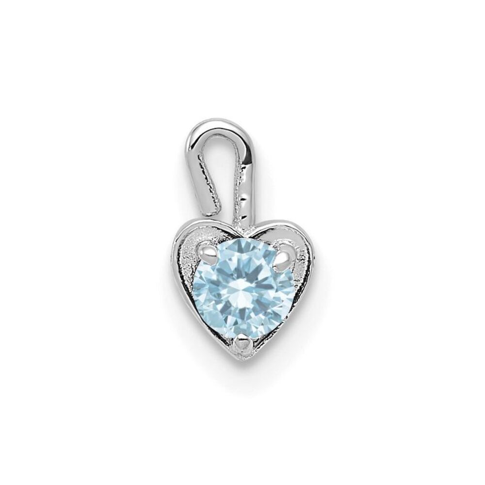 Mar Synthetic Aquamarine 14k White Gold Heart Pendant Enhancer, 5mm